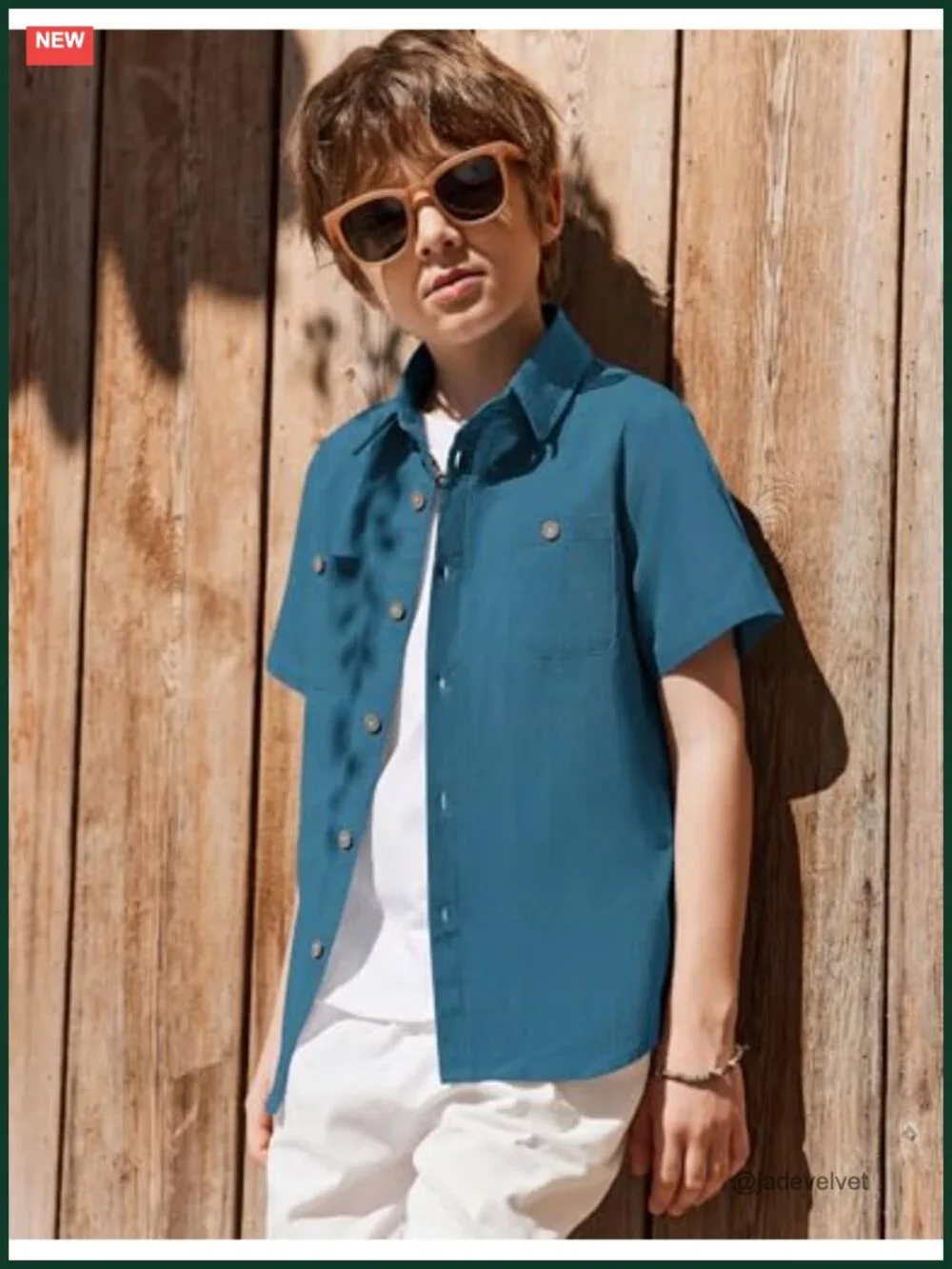 Boys Short Sleeve Button Down Shirt 2 Pockets Kids 4-12 Cotton Casual